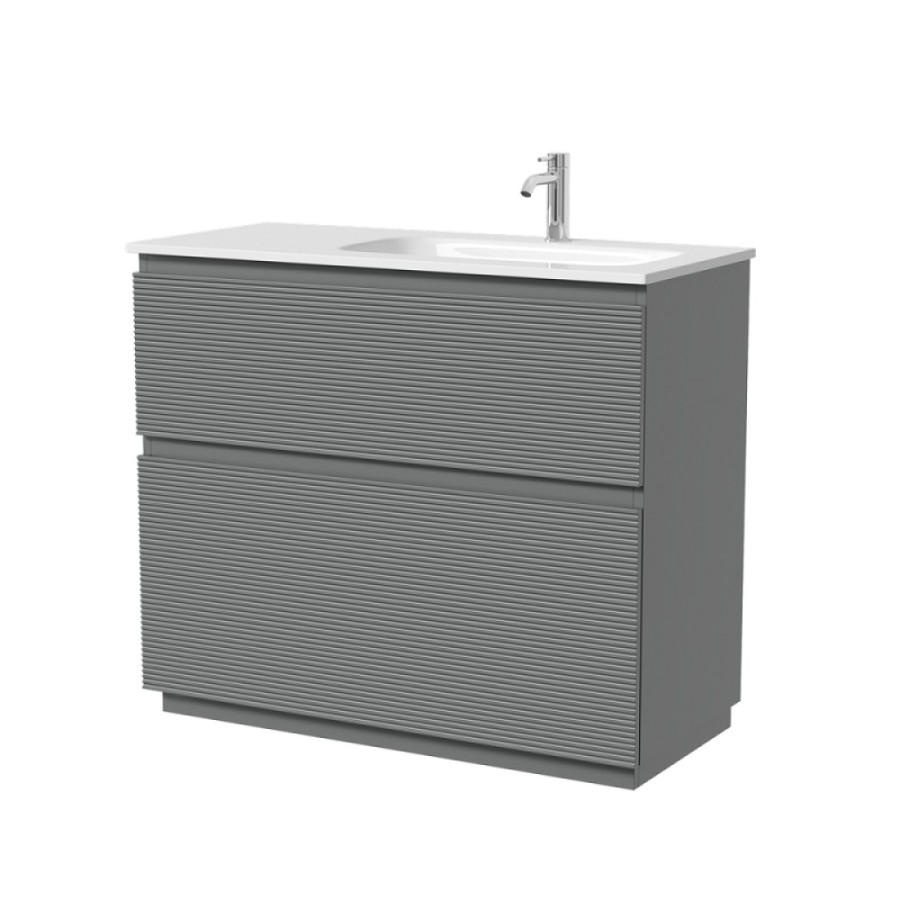 Тумба под раковину Sancos Folk Floor FL100FLES, 100 см, напольная, чаша левая, ergraut soft