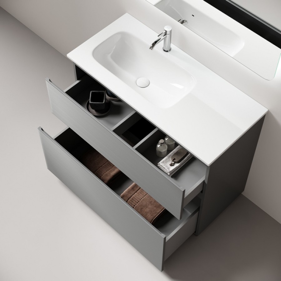 Тумба под раковину Sancos Folk Floor FL100FLES, 100 см, напольная, чаша левая, ergraut soft