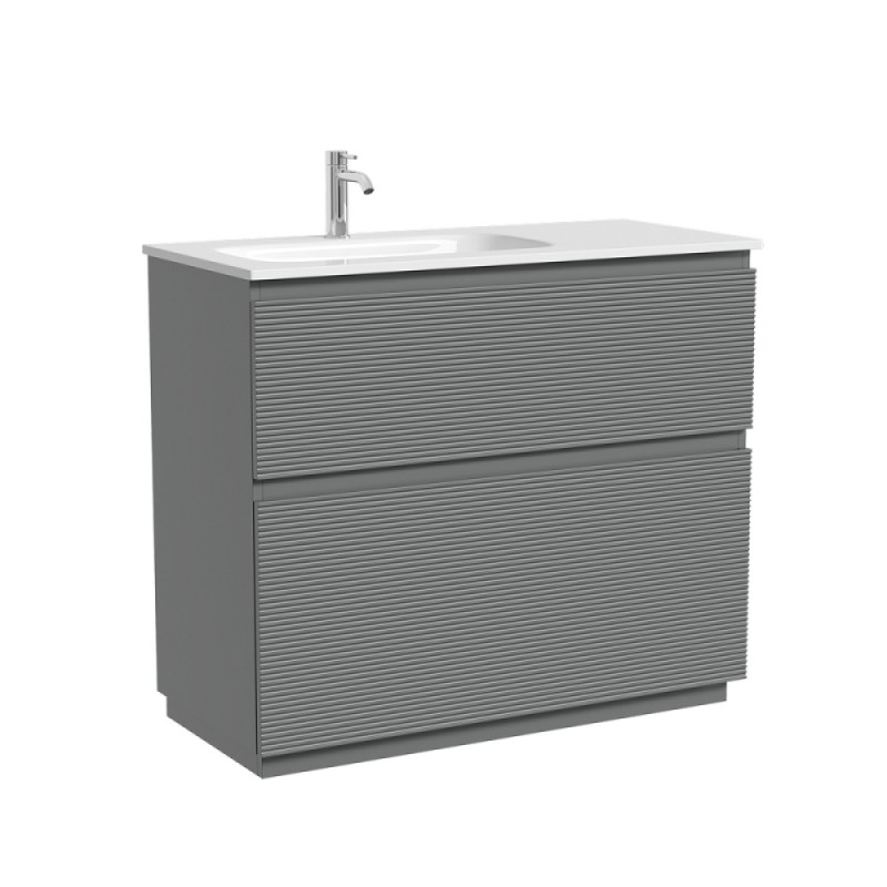 Тумба под раковину Sancos Folk Floor FL100FRES, 100 см, напольная, чаша левая, ergraut soft