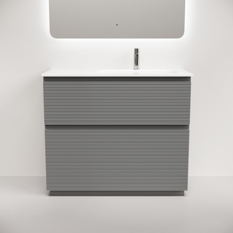 Тумба под раковину Sancos Folk Floor FL100FRES, 100 см, напольная, чаша левая, ergraut soft