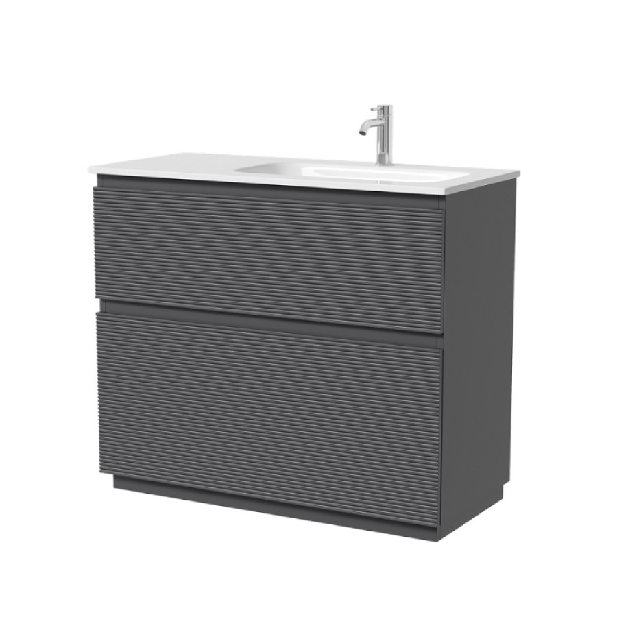 Тумба под раковину Sancos Folk Floor FL100FRGS, 100 см, напольная, чаша правая, grey soft