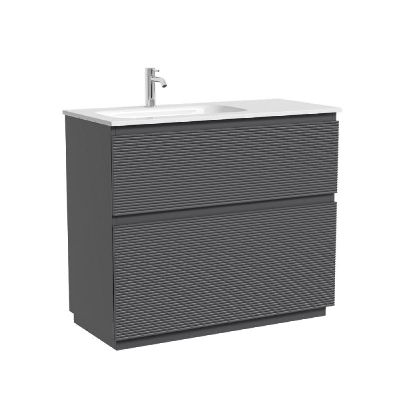 Тумба под раковину Sancos Folk Floor FL100FRGS, 100 см, напольная, чаша правая, grey soft