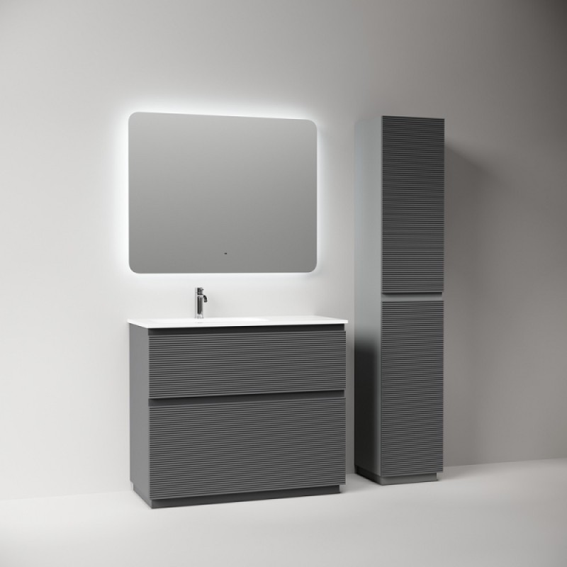 Тумба под раковину Sancos Folk Floor FL100FRGS, 100 см, напольная, чаша правая, grey soft