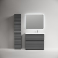 Тумба под раковину Sancos Folk Floor FL100FRGS, 100 см, напольная, чаша правая, grey soft
