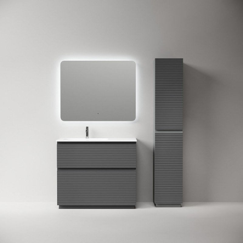 Тумба под раковину Sancos Folk Floor FL100FRGS, 100 см, напольная, чаша правая, grey soft