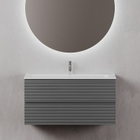 Тумба под раковину Sancos Folk FL100GS, 100 см, подвесная, с рельефным фасадом, цвет grey soft