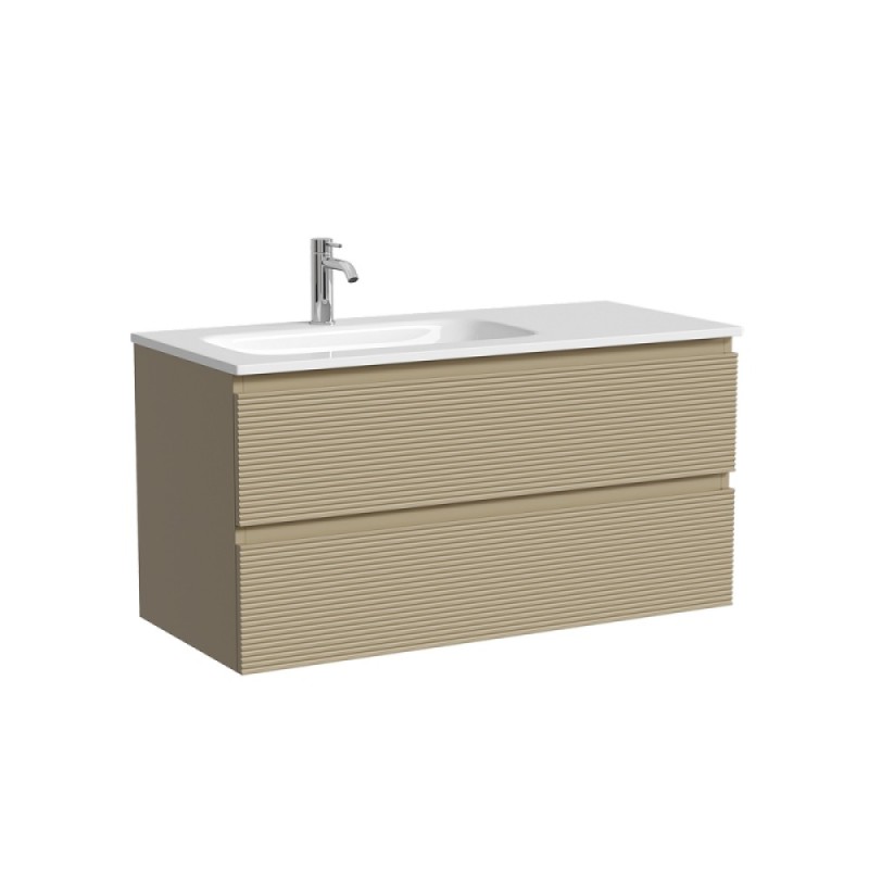 Тумба под раковину Sancos Folk FL100LCP, 100 см, подвесная, чаша левая, капучино