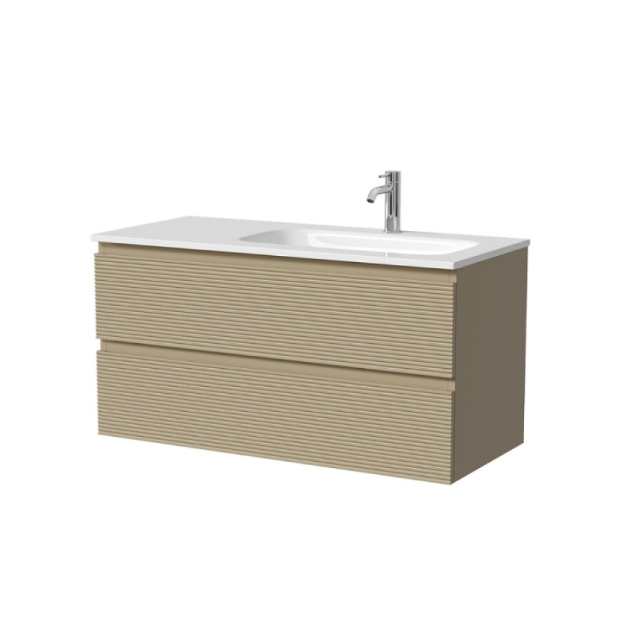 Тумба под раковину Sancos Folk FL100LCP, 100 см, подвесная, чаша левая, капучино