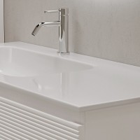 Тумба под раковину Sancos Folk FL100LW, 100 см, подвесная, с рельефным фасадом, левая, цвет bianco