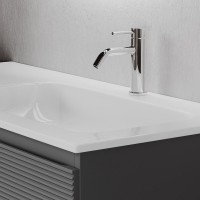 Тумба под раковину Sancos Folk FL100RGS, 100 см, подвесная, с рельефным фасадом, правая, цвет grey soft