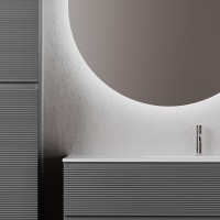 Тумба под раковину Sancos Folk FL100RGS, 100 см, подвесная, с рельефным фасадом, правая, цвет grey soft