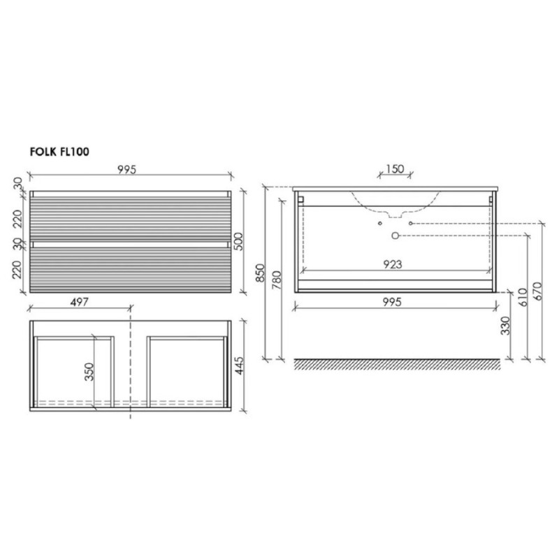 Тумба под раковину Sancos Folk FL100W, 100 см, подвесная, с рельефным фасадом, цвет bianco
