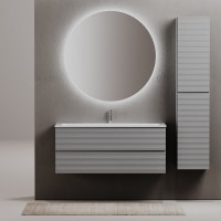 Тумба под раковину Sancos Folk FL120ES, 120 см, подвесная, с рельефным фасадом, цвет ergraut soft
