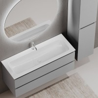 Тумба под раковину Sancos Folk FL120ES, 120 см, подвесная, с рельефным фасадом, цвет ergraut soft