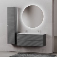 Тумба под раковину Sancos Folk FL120GS, 120 см, подвесная, с рельефным фасадом, цвет grey soft