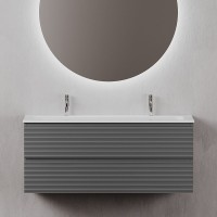 Тумба под раковину Sancos Folk FL120GS, 120 см, подвесная, с рельефным фасадом, цвет grey soft