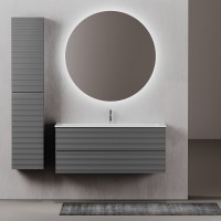Тумба под раковину Sancos Folk FL120GS, 120 см, подвесная, с рельефным фасадом, цвет grey soft