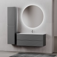 Тумба под раковину Sancos Folk FL120GS, 120 см, подвесная, с рельефным фасадом, цвет grey soft