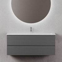 Тумба под раковину Sancos Folk FL120GS, 120 см, подвесная, с рельефным фасадом, цвет grey soft
