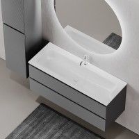 Тумба под раковину Sancos Folk FL120GS, 120 см, подвесная, с рельефным фасадом, цвет grey soft