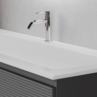 Тумба под раковину Sancos Folk FL120GS, 120 см, подвесная, с рельефным фасадом, цвет grey soft