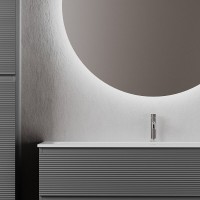 Тумба под раковину Sancos Folk FL120GS, 120 см, подвесная, с рельефным фасадом, цвет grey soft