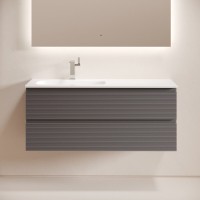 Тумба под раковину Sancos Folk FL120LGS, 120 см, подвесная, Grey soft, левая