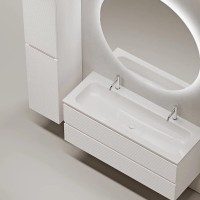 Тумба под раковину Sancos Folk FL120W, 120 см, подвесная, с рельефным фасадом, цвет bianco
