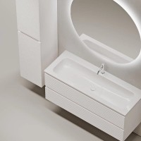 Тумба под раковину Sancos Folk FL120W, 120 см, подвесная, с рельефным фасадом, цвет bianco
