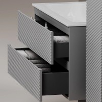 Тумба под раковину Sancos Folk FL60ES, 60 см, подвесная, с рельефным фасадом, цвет ergraut soft