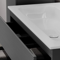 Тумба под раковину Sancos Folk FL60GS, 60 см, подвесная, с рельефным фасадом, цвет grey soft
