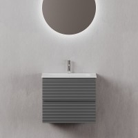 Тумба под раковину Sancos Folk FL60GS, 60 см, подвесная, с рельефным фасадом, цвет grey soft