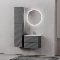 Тумба под раковину Sancos Folk FL60GS, 60 см, подвесная, с рельефным фасадом, цвет grey soft
