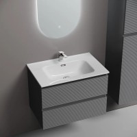 Тумба под раковину Sancos Folk FL70ES, 70 см подвесная, с рельефным фасадом, Ergraut soft