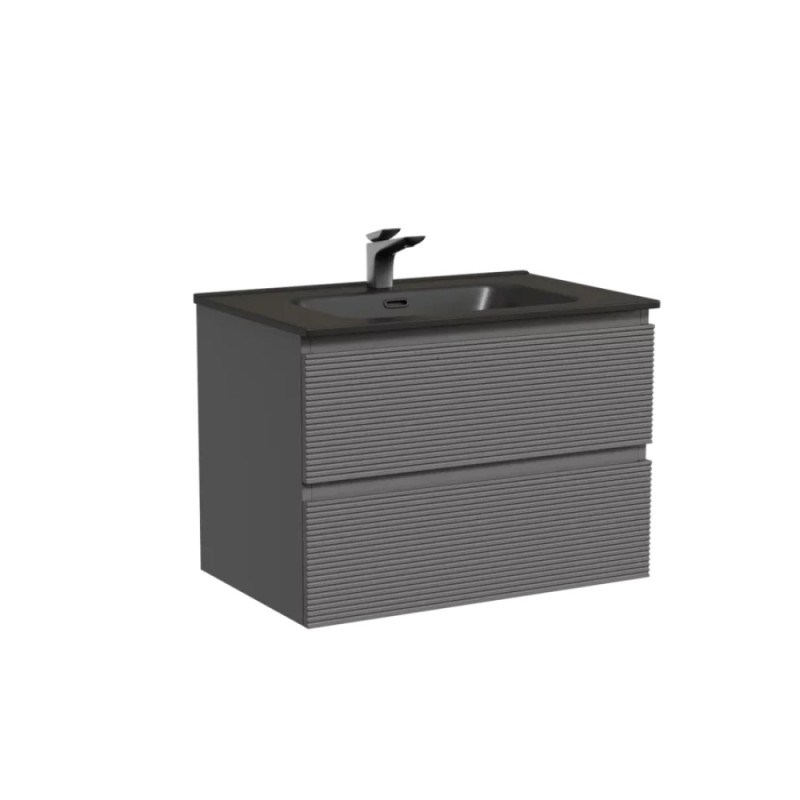 Тумба под раковину Sancos Folk FL70GS, 70 см подвесная, с рельефным фасадом, Grey soft