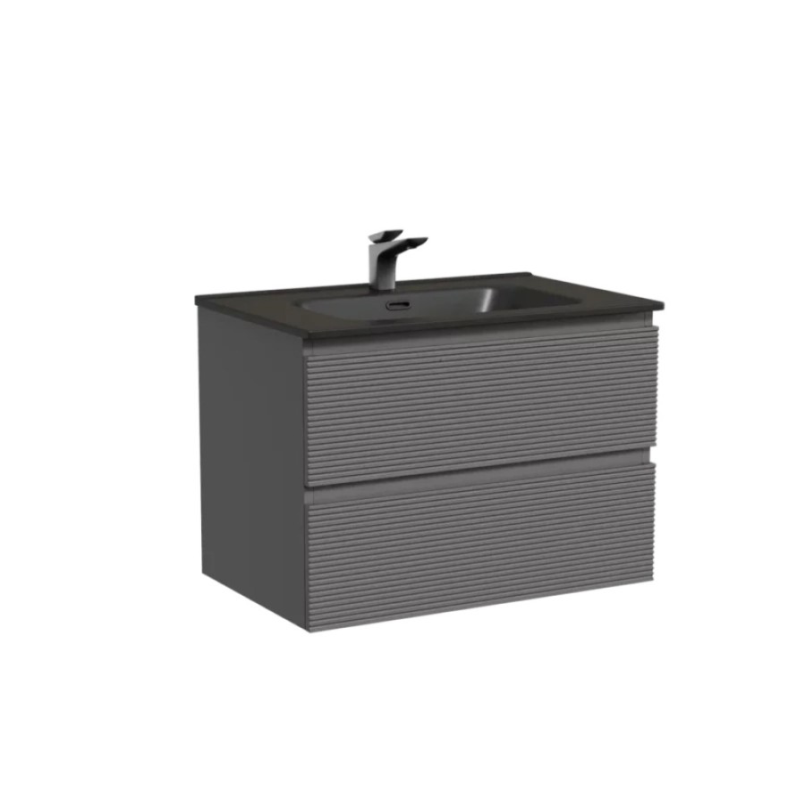 Тумба под раковину Sancos Folk FL70GS, 70 см подвесная, с рельефным фасадом, Grey soft