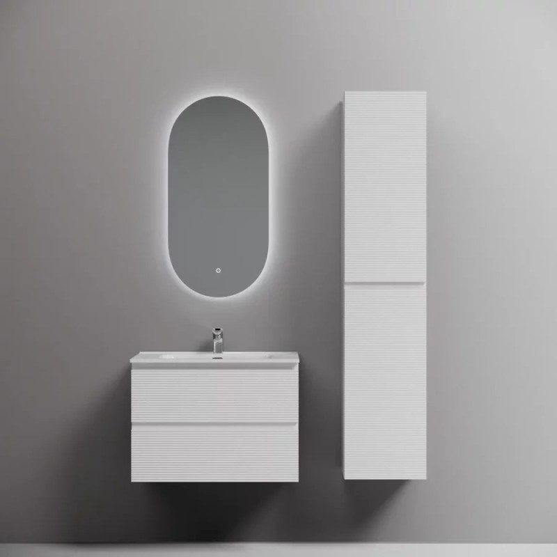 Тумба под раковину Sancos Folk FL70W, 70 см подвесная, с рельефным фасадом, Bianco