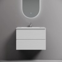 Тумба под раковину Sancos Folk FL70W, 70 см подвесная, с рельефным фасадом, Bianco