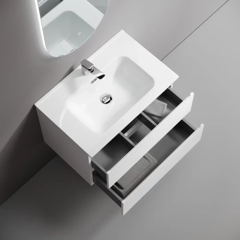 Тумба под раковину Sancos Folk FL70W, 70 см подвесная, с рельефным фасадом, Bianco