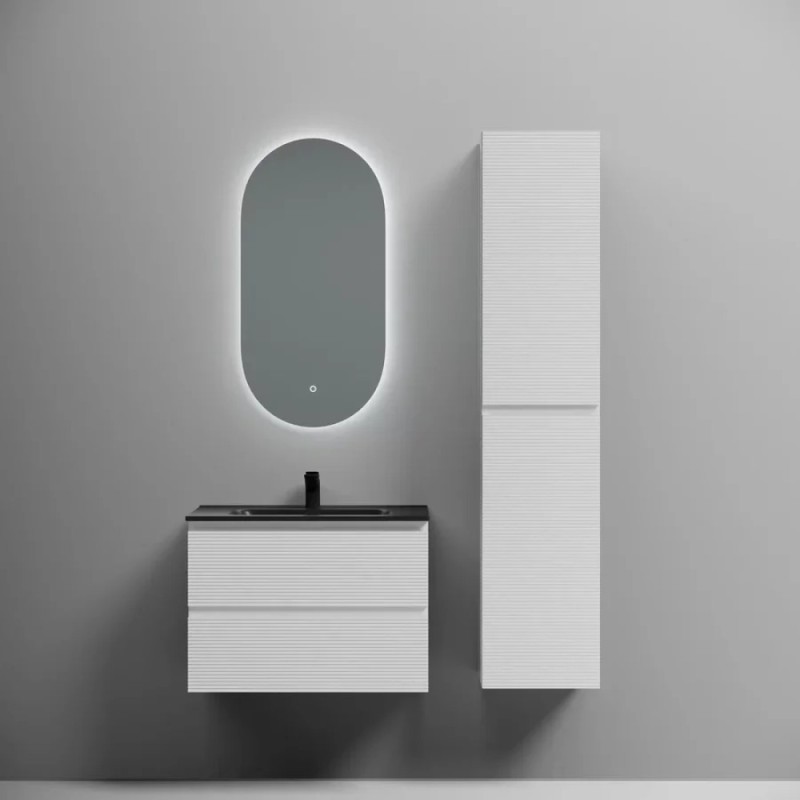 Тумба под раковину Sancos Folk FL70W, 70 см подвесная, с рельефным фасадом, Bianco