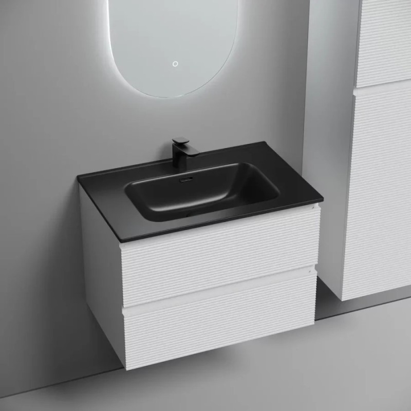 Тумба под раковину Sancos Folk FL70W, 70 см подвесная, с рельефным фасадом, Bianco