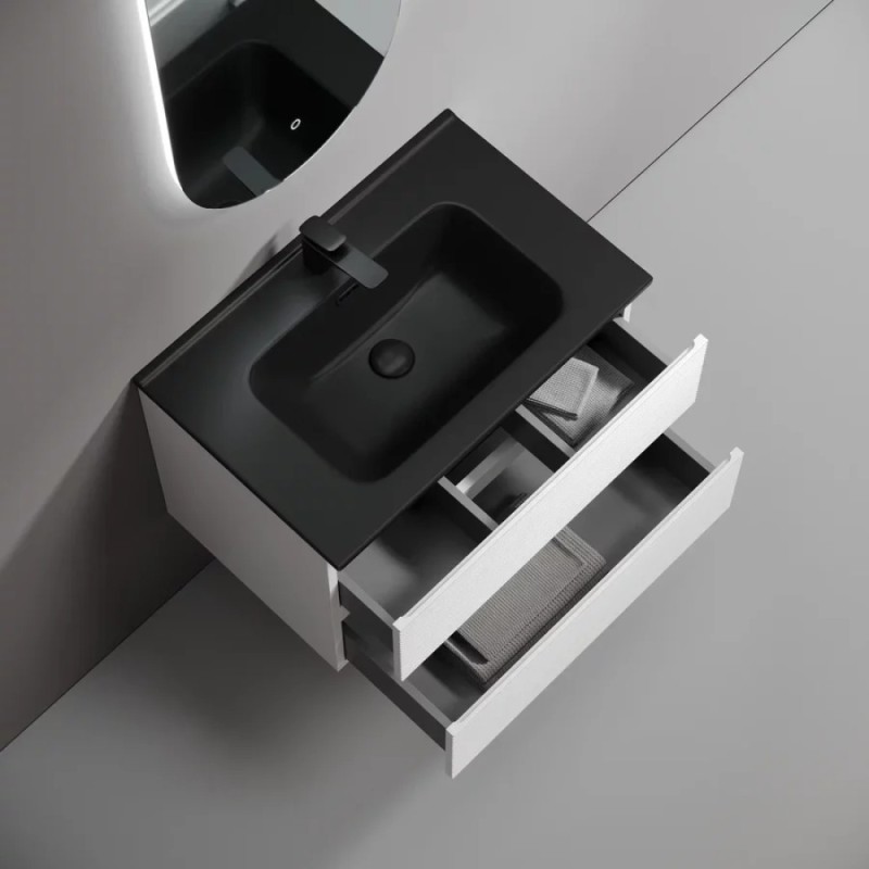 Тумба под раковину Sancos Folk FL70W, 70 см подвесная, с рельефным фасадом, Bianco