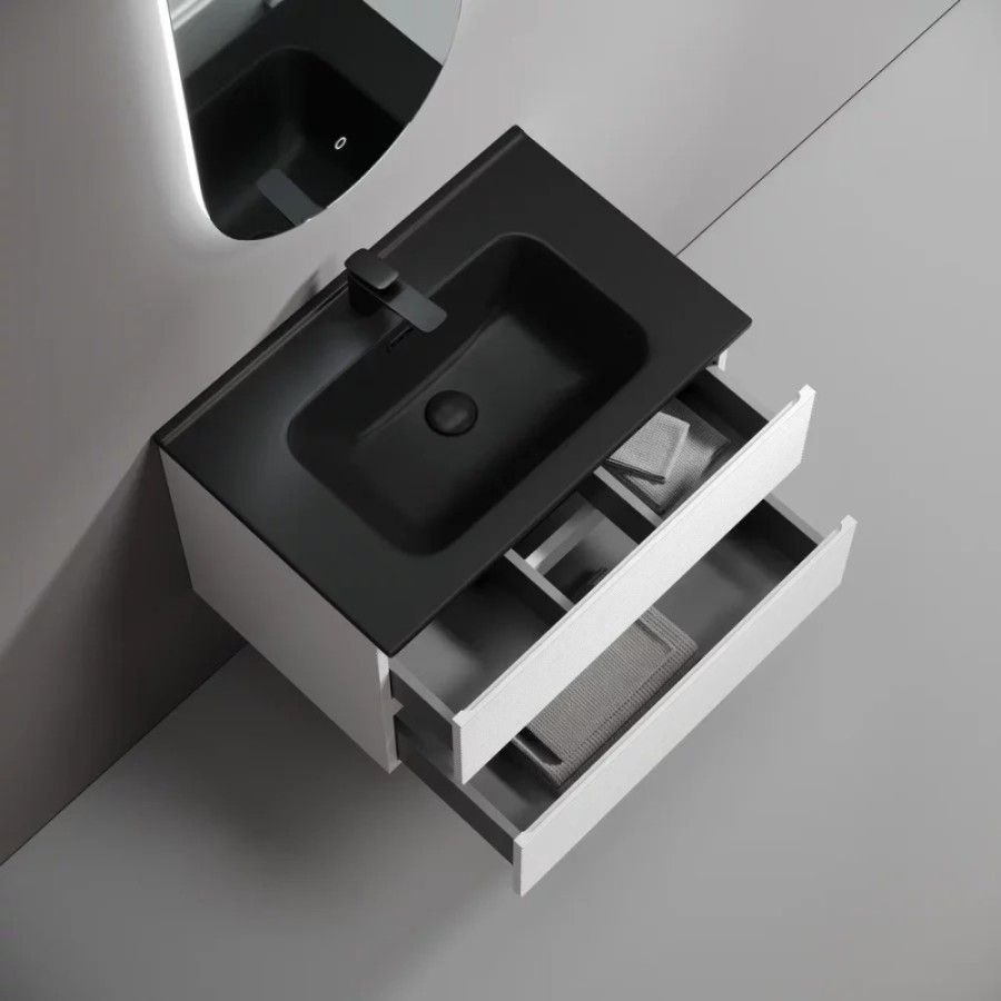 Тумба под раковину Sancos Folk FL70W, 70 см подвесная, с рельефным фасадом, Bianco