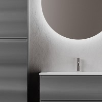 Тумба под раковину Sancos Folk FL80GS, 80 см, подвесная, с рельефным фасадом, цвет grey soft
