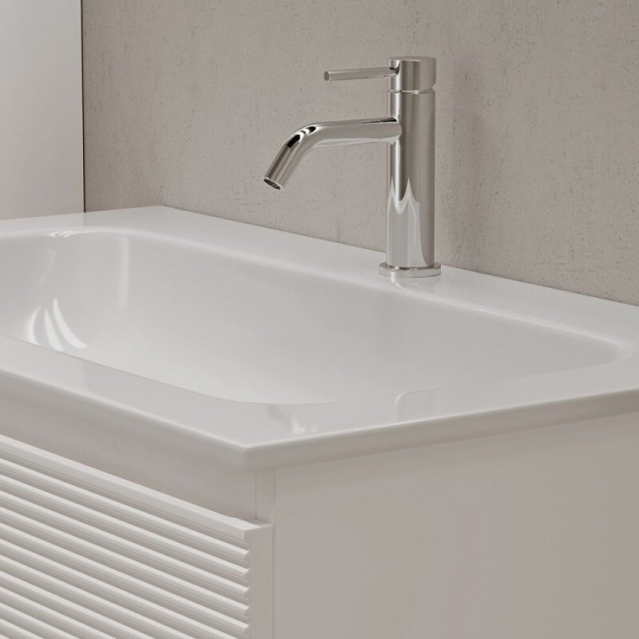 Тумба под раковину Sancos Folk FL80W, 80 см, подвесная, с рельефным фасадом, цвет bianco