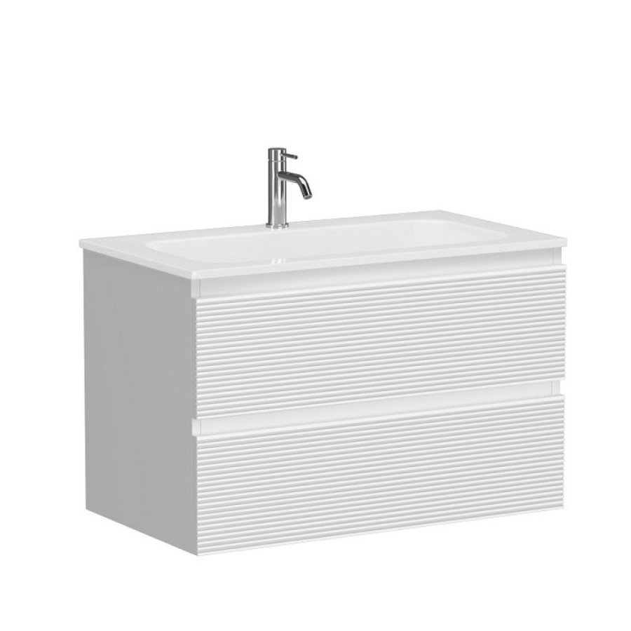 Тумба под раковину Sancos Folk FL80W, 80 см, подвесная, с рельефным фасадом, цвет bianco