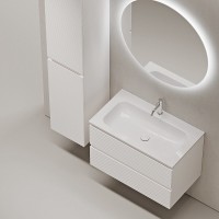 Тумба под раковину Sancos Folk FL80W, 80 см, подвесная, с рельефным фасадом, цвет bianco