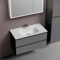 Тумба под раковину Sancos Folk FL90GS, 90 см подвесная, с рельефным фасадом, Grey soft