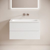 Тумба под раковину Sancos Folk FL90W, 90 см подвесная, с рельефным фасадом, Bianco