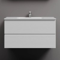 Тумба под раковину Sancos Folk FL90W, 90 см подвесная, с рельефным фасадом, Bianco